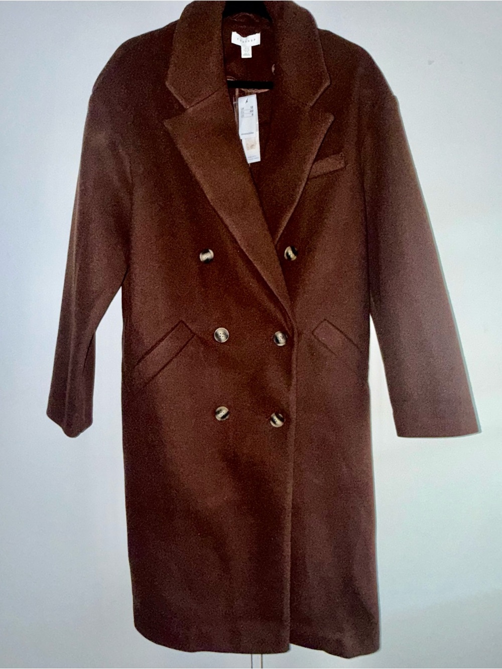 NWT Topshop Brown Pea Coat